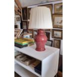 A Chinese oxblood baluster shaped table lamp 90 cm high