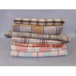 7 vintage woollen blankets in various colours and patterns (AF)