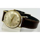 Oriosa 9ct gold gent's wristwatch with presentation script and back plate, 1967