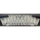 A suite of early 20th century square cut glass ware, consisting of eight wine glasses, eight