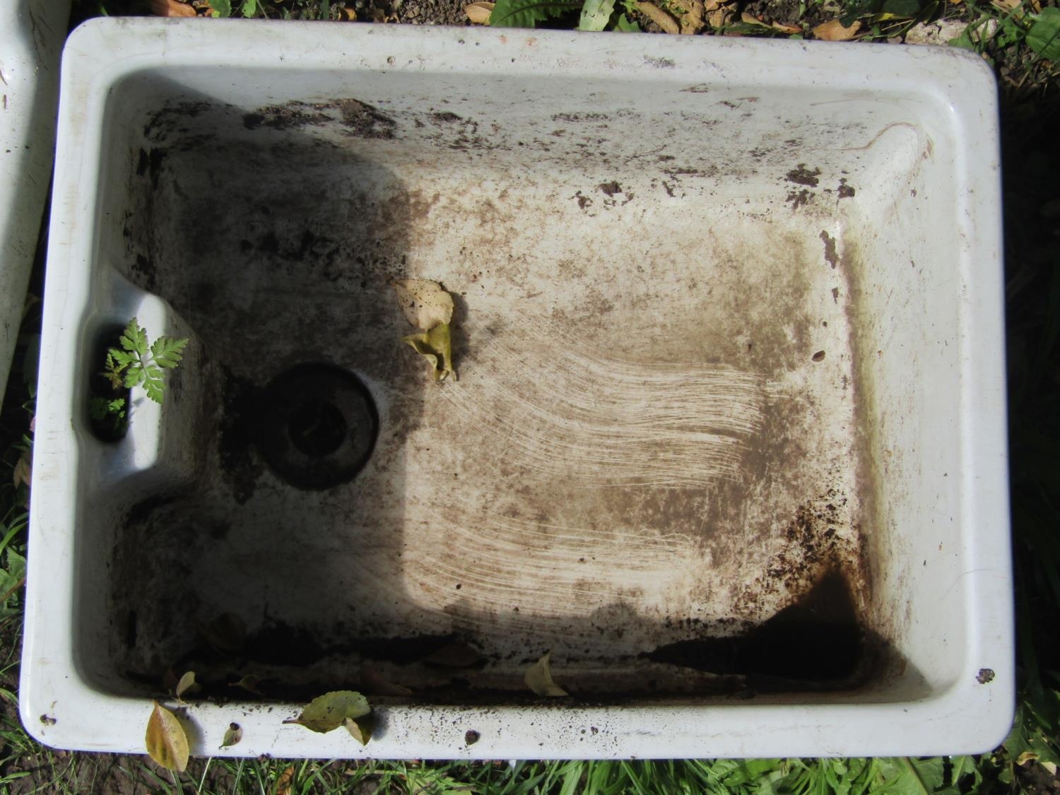 A reclaimed Doulton glazed butlers sink 61 cm long x 46 cm wide x 26 cm high together with a further - Image 2 of 3