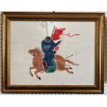 Early 20th Century East Asian Woodblock Print of Horse Rider (possibly Chinese/Mongolian), 39.5 x