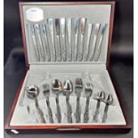 A Viners canteen of stainless steel cutlery for six settings ( see photo for contents list),