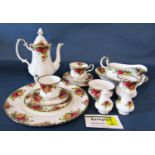 A collection of Royal Albert Old Country Roses pattern table and dinner wares to include coffee pot,