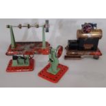 Small Mamod stationary steam engine height 12cm with spirit burner and fly wheel (no chimney),