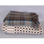 Traditional woollen welsh blanket in reversible double weave in shades of chocolate, cream and