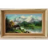H. F. Borton (20th Century) - European Mountain Scene, oil on canvas, signed lower right, 81 x 43