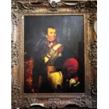 19th Century Gentleman in Military Uniform - Large 20th century oleograph print on canvas with