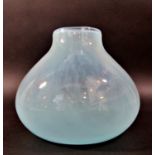 A Jane Packer heavy pale blue gourd shaped glass vase,18cm high.