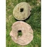 Two mill stones 54 and 44 cm in diameter