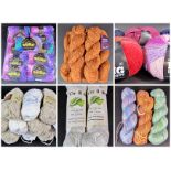 Boxful of 50+ unused balls/ skeins of wool in various colours and fibres including 2 x 'Au Ver A