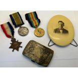 1914-15 star 14-18war and victory medal 2012, H.E. Pope RN Devon Yeo with portrait and EPNS