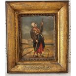 Woman with a Rake (19th Century School), oil on board, unsigned, 23.2 x 18 cm, gilt framed