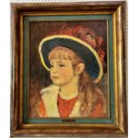 After Pierre-Auguste Renoir (1841-1919) - 'Portrait of a Young Girl in a Blue Hat', 20th century