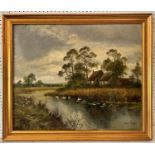 Louis Edgar Clark (19th/Early 20th Century) - Pair of Countryside River Scenes, oil on canvas,