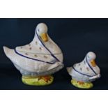 A collection of decorative kitchen items form of ducks and geese to include two storage jars,