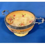 A Carlton ware salad bowl with silver plated rim and handles, several 19th century and later meat
