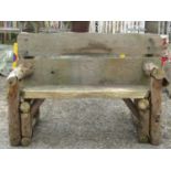 A rustic wooden garden bench with plank seat, 145 cm wide