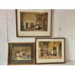 Three Watercolours of Mansion Interiors to Include: Two After Joseph Nash - 'Chapel at Haddon