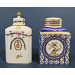 Collection of lidded jars to include Dresden example, toilet water bottle and cover, etc