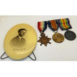 1914-15 star 14-18 war and victory Medal 2838 PTE EJ Pope 9/BN A.T.F. with portrait