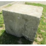 A weathered cut stone mounting block/architectural stone 45 cm x 38 cm x 38 cm