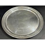 An American Sterling Silver circular tray stamped Alvin, 30.5th diam, 18 oz approx.