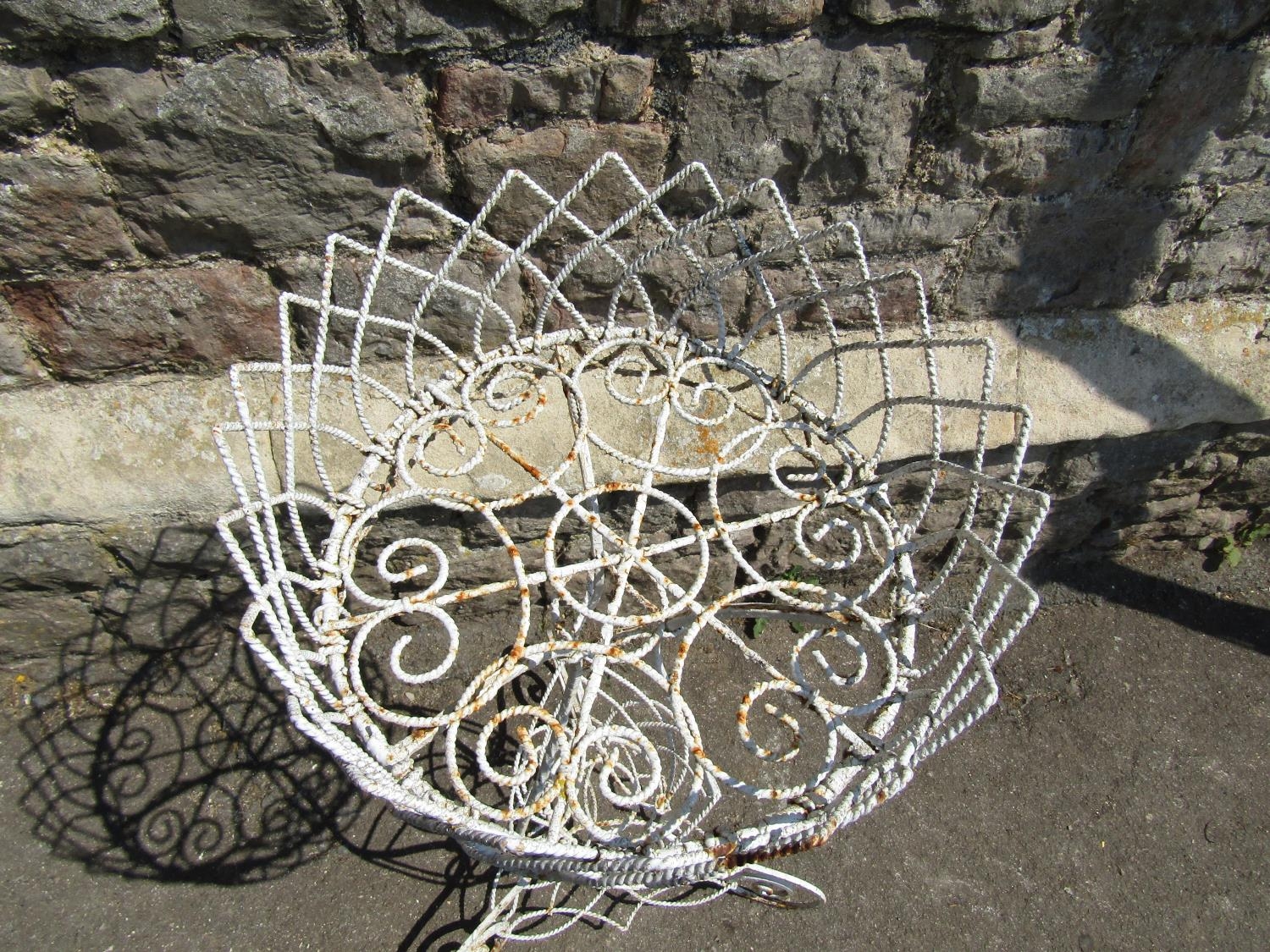 A vintage wirework plant stand raised on scrolled supports, 84 cm high - Image 2 of 2
