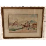 Ro Cherif (20th Century) - Istanbul Harbour, watercolour and pencil on paper, signed lower left,