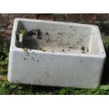 A reclaimed Doulton glazed butlers sink 61 cm long x 46 cm wide x 26 cm high together with a further