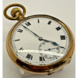 A gold plated gent's pocket watch with travel case