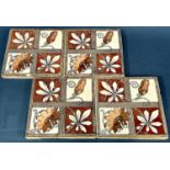 A collection of 14 Victorian tiles by Copeland with passion flower detail