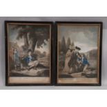 Two 18th Century Hand-coloured Mezzotints: 'The Prodigal Son - Returned Home Reclaimed' and '...in