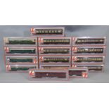 15 Lima 00 gauge coaches, all boxed, comprising 4 in Southern green, 2 in LMS maroon, 5 in GWR brown