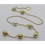 18ct golden pearl chain, probably South Sea pearls, 50cm L approx, stamped '750 Jewelmer', 20.4g