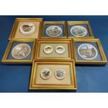 A collection of 19th century framed pot lids including the Paris Exhibition 1878, Tower Of London,