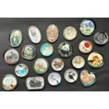 A collection of approximately forty paperweights ion varying shapes and sizes, four glass animal
