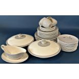 A large collection of Royal Doulton Frost Pine pattern dinnerware comprising dinner plates, side