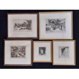 Greta Delleaney (1884-1968) - Five etchings titled: 'Sussex Farm', 'Pig Farm', 'Summer (2)', '