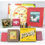 Four vintage child's board games, Rich Uncle, Wembley (football) board game, PM and Scoop,