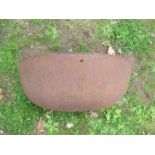 A vintage bow fronted wall mounted cast iron trough 74 cm wide x 36 cm deep x 30 cm high