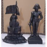 A cast iron novelty door porter in the form of The duke of Wellington 41 cm high together with a