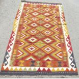 A Maimana Kilim, with interlocking stepped diamonds,195 x 120cm approx.