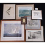 Sixteen Framed Prints Including: Signed Sally Williams print; photos and paintings of ships; After