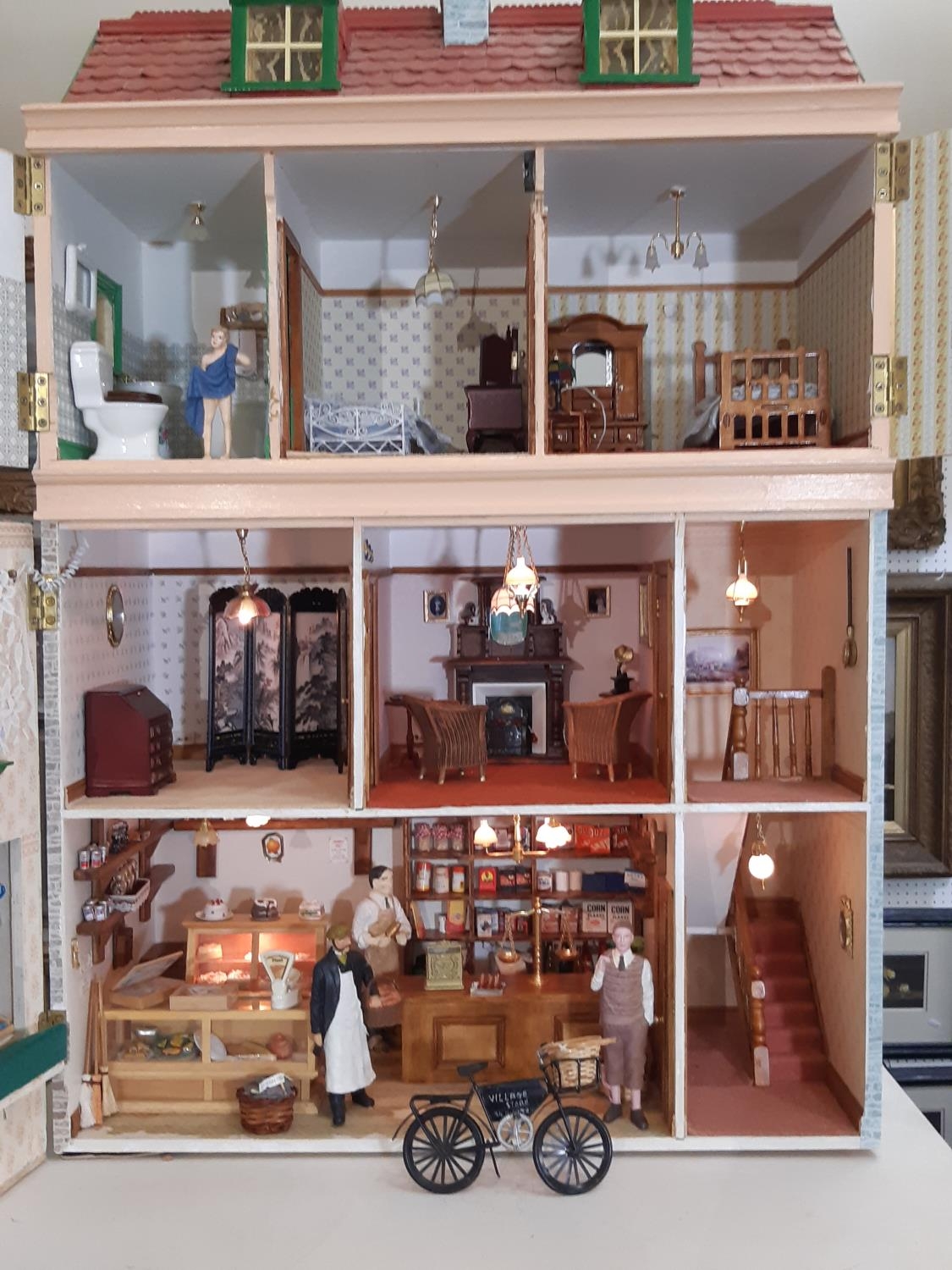 'The Village Store'- an impressive and finely detailed dolls house shop in early to mid 20th century - Image 3 of 16