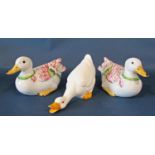 A collection of decorative kitchen items form of ducks and geese to include two storage jars,