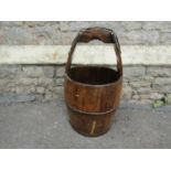 A vintage Chinese coopered and steel banded well bucket/pail