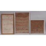 Three 19th Century Needlepoint Tapestry Samplers by Anna Vlielans, 1846; Jean Glen, 1838; and