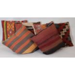 6 colourful cushions made from old kelim with zipped new fabric back. 40x40cm approx (6)