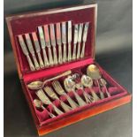 A Slack & Barlow complete canteen of silver plated beaded cutlery, for six settings (and two extra